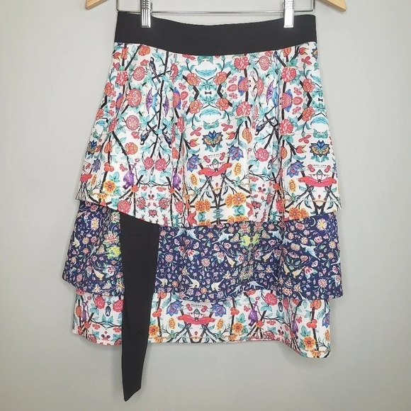 Miahatami 3-Tiered Vibrant Skirt NWT Midi Skirt Designer Floral Luxury Runway - Picture 3 of 17